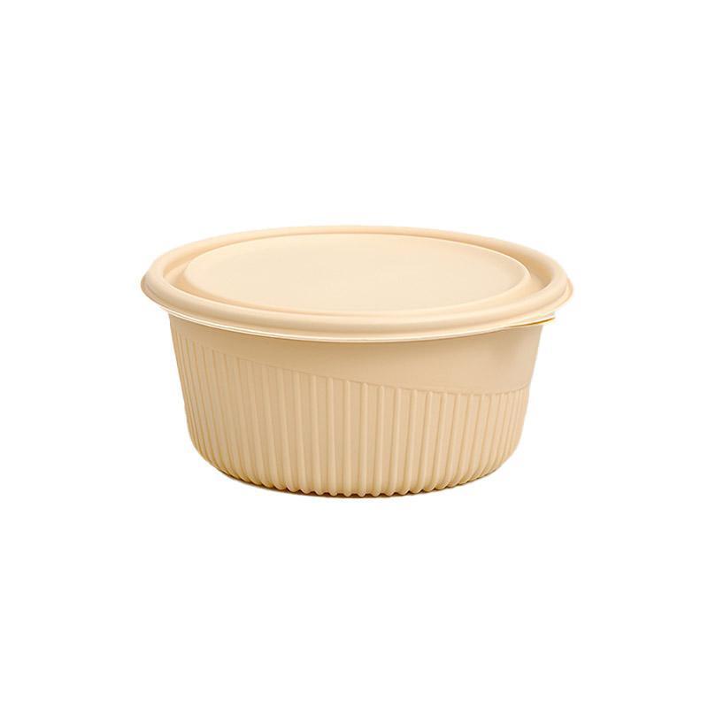50PCS Biodegradable Corn Starch Lunch Box Round Takeout Containers Eco Friendly - 900ml