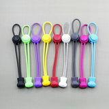 No Tie Elastic Shoelaces with Toggle Locks for Sneakers Running Walking Shoes - White With Dots