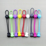 No Tie Elastic Shoelaces with Toggle Locks for Sneakers Running Walking Shoes - White With Dots