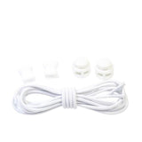 No Tie Elastic Shoelaces with Toggle Locks for Sneakers Running Walking Shoes - White With Dots - Rear View