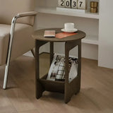 Double Layer Bedside Storage Table for Bedroom Living Room Nightstand Organizer - Close-Up Angle