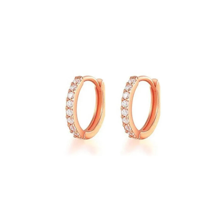 7sizes Hoop Earring Silver Zirconia Ear Huggie Hoop Cartilage Piercing Jewellery - Champagne-10mm
