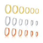 7sizes Hoop Earring Silver Zirconia Ear Huggie Hoop Cartilage Piercing Jewellery - Champagne-10mm