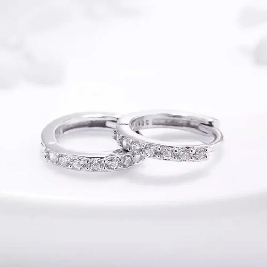 7sizes Hoop Earring Silver Zirconia Ear Huggie Hoop Cartilage Piercing Jewellery - Champagne-10mm