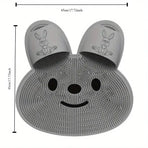 Silicone Foot Scrubber Rabbit Tub Mat Suction Cup Exfoliating Brush Cleaning Mat - Khaki