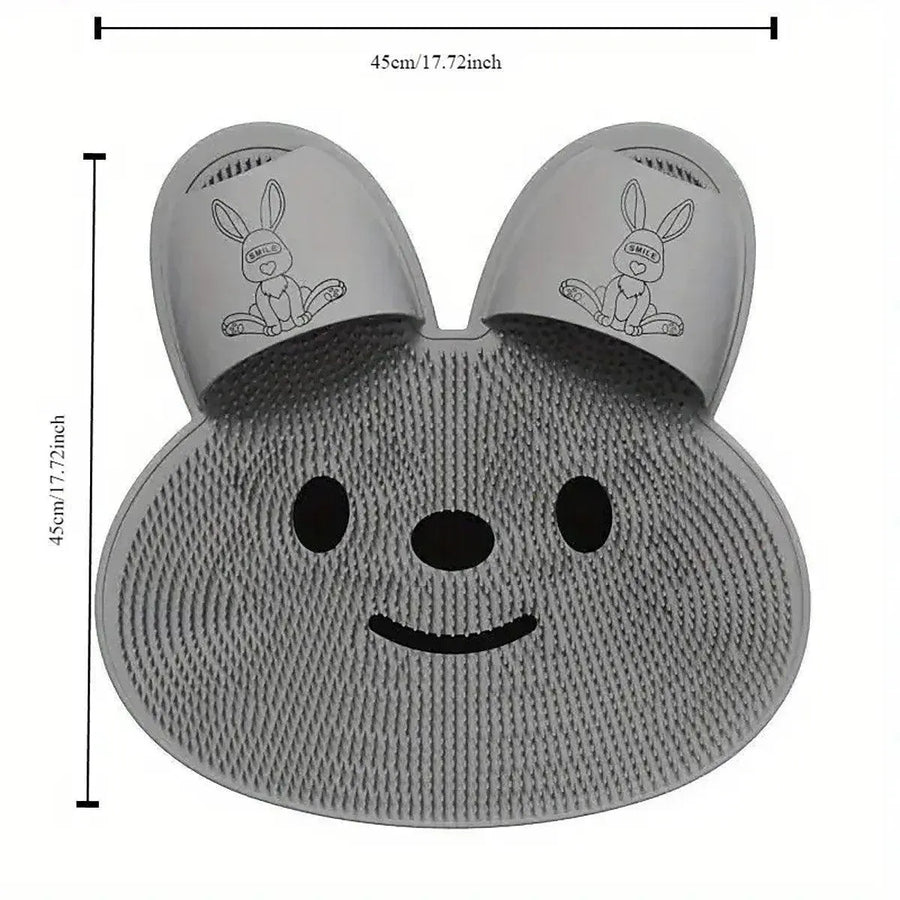Silicone Foot Scrubber Rabbit Tub Mat Suction Cup Exfoliating Brush Cleaning Mat - Khaki
