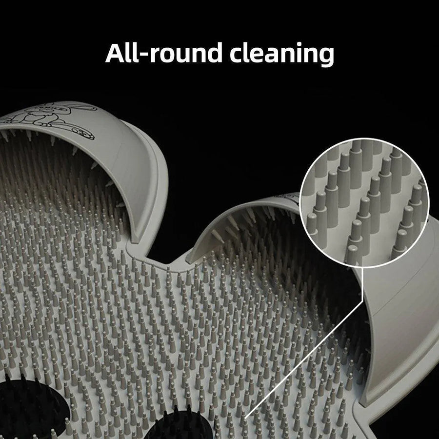 Silicone Foot Scrubber Rabbit Tub Mat Suction Cup Exfoliating Brush Cleaning Mat - Khaki