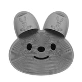 Silicone Foot Scrubber Rabbit Tub Mat Suction Cup Exfoliating Brush Cleaning Mat - Khaki - Extra Image