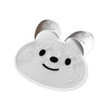 Silicone Foot Scrubber Rabbit Tub Mat Suction Cup Exfoliating Brush Cleaning Mat - Khaki - Low Angle