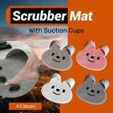 Silicone Foot Scrubber Rabbit Tub Mat Suction Cup Exfoliating Brush Cleaning Mat - Pink - Front View