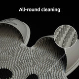 Silicone Foot Scrubber Rabbit Tub Mat Suction Cup Exfoliating Brush Cleaning Mat - Pink - Close-Up Angle