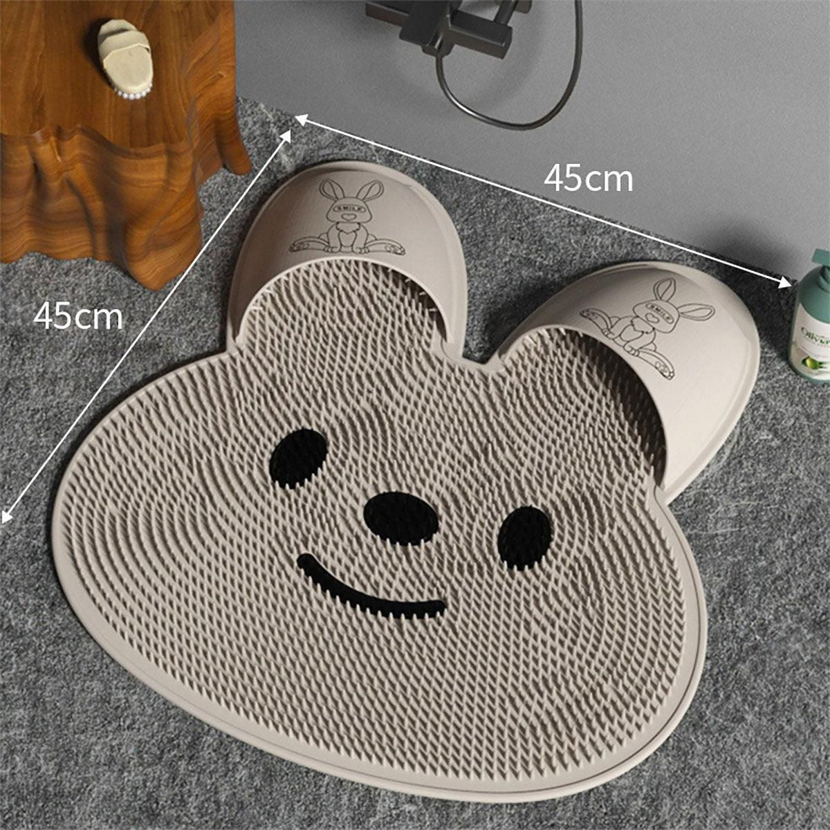 Silicone Foot Scrubber Rabbit Tub Mat Suction Cup Exfoliating Brush Cleaning Mat - Pink