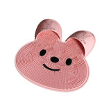 Silicone Foot Scrubber Rabbit Tub Mat Suction Cup Exfoliating Brush Cleaning Mat - Pink - Close-Up Angle