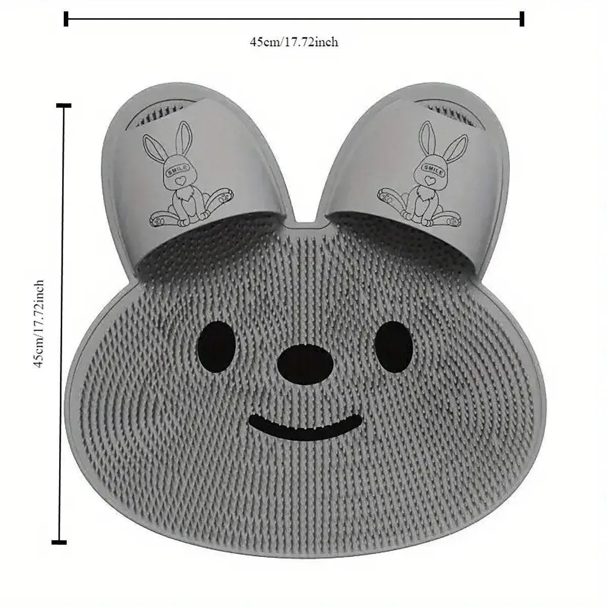 Silicone Foot Scrubber Rabbit Tub Mat Suction Cup Exfoliating Brush Cleaning Mat - White