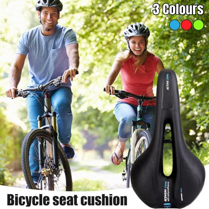 MTB Saddle Hollow Comfort Bicycle Seat Universal Cushion Soft Riding Saddle - Blue
