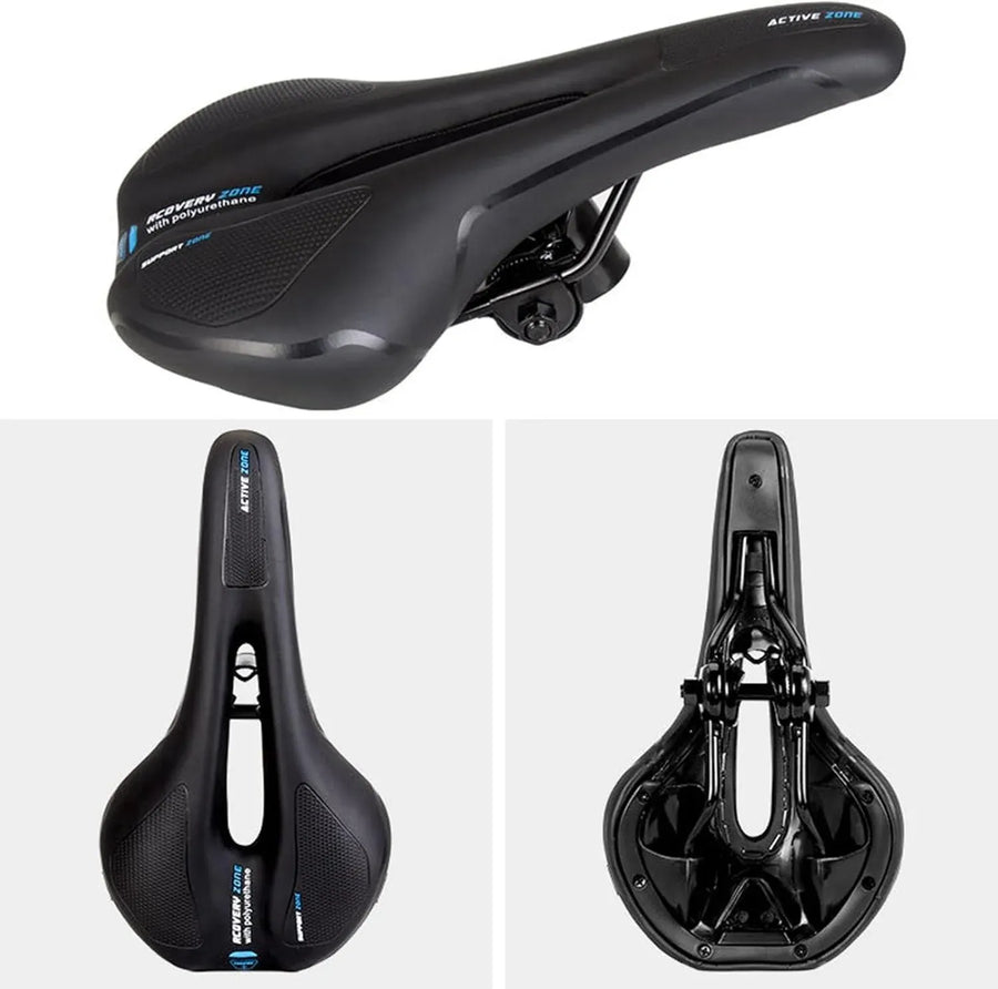 MTB Saddle Hollow Comfort Bicycle Seat Universal Cushion Soft Riding Saddle - Blue