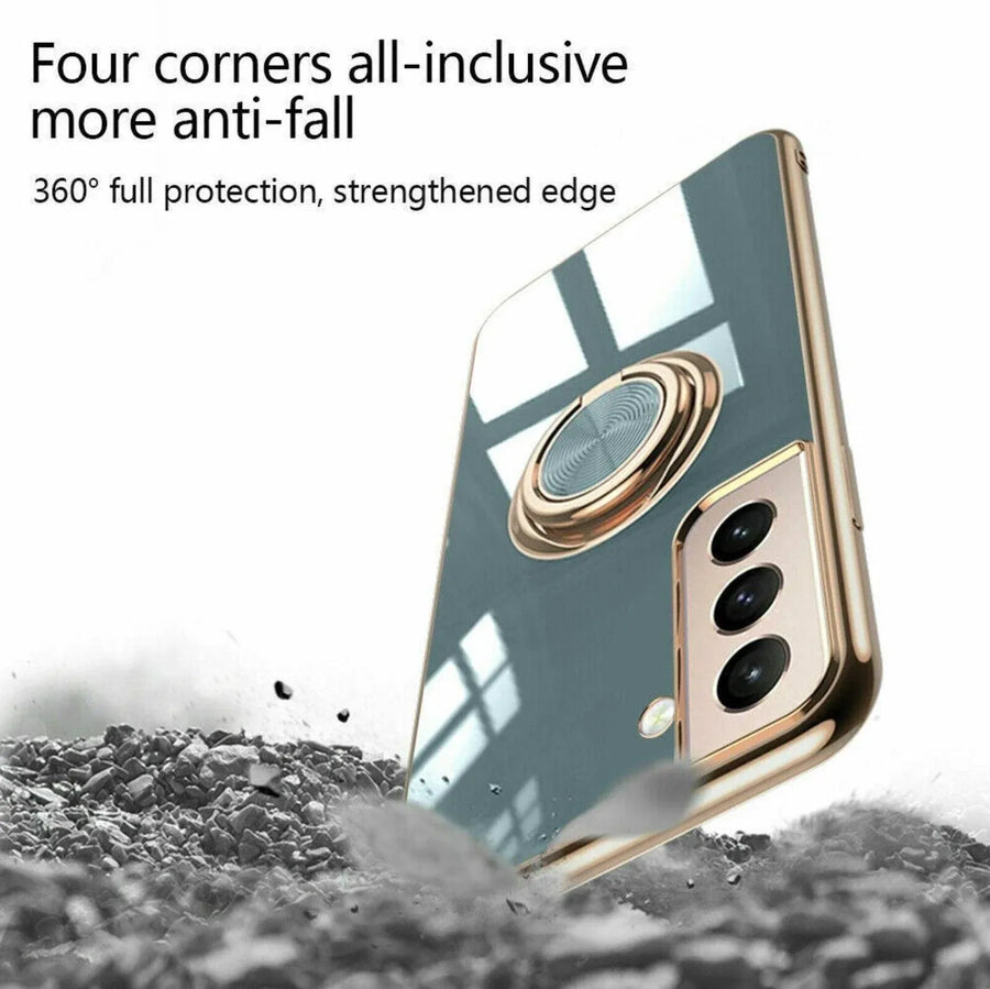 Black Shockproof Ring Holder Case Cover for Samsung S22 Ultra Plus Note 20 - Samsung Galaxy A53
