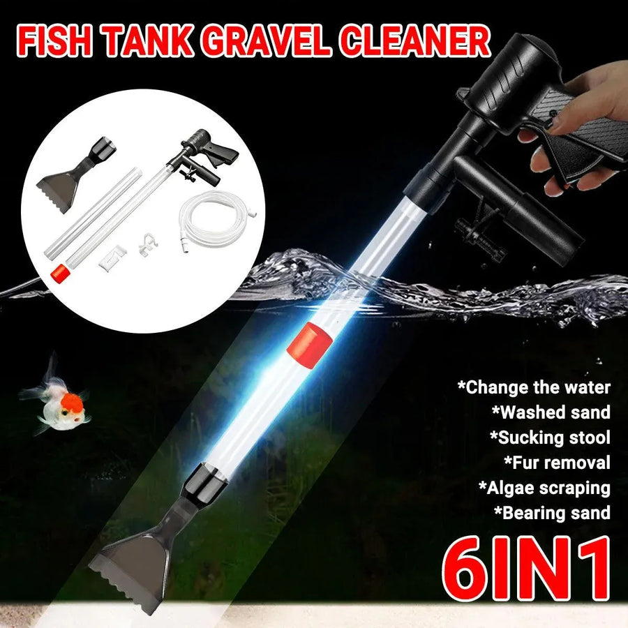 6In1 Fish Tank Cleaner Water Changer Pump Pipe Semi-automatic Cleaning Aquarium