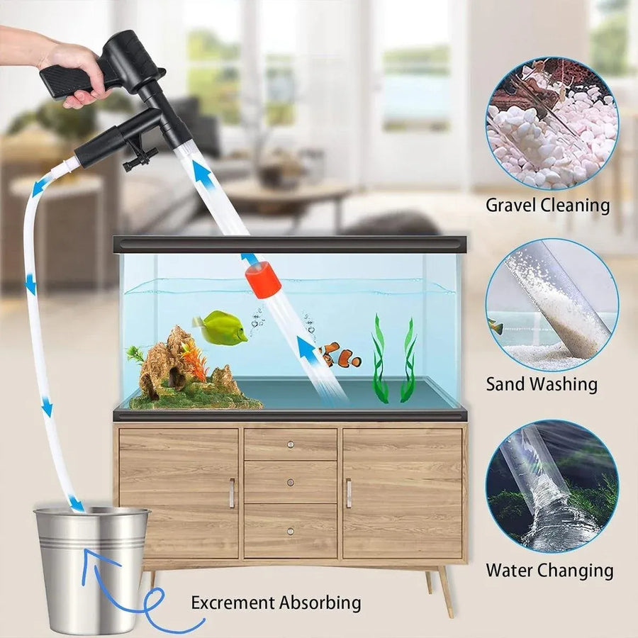 6In1 Fish Tank Cleaner Water Changer Pump Pipe Semi-automatic Cleaning Aquarium