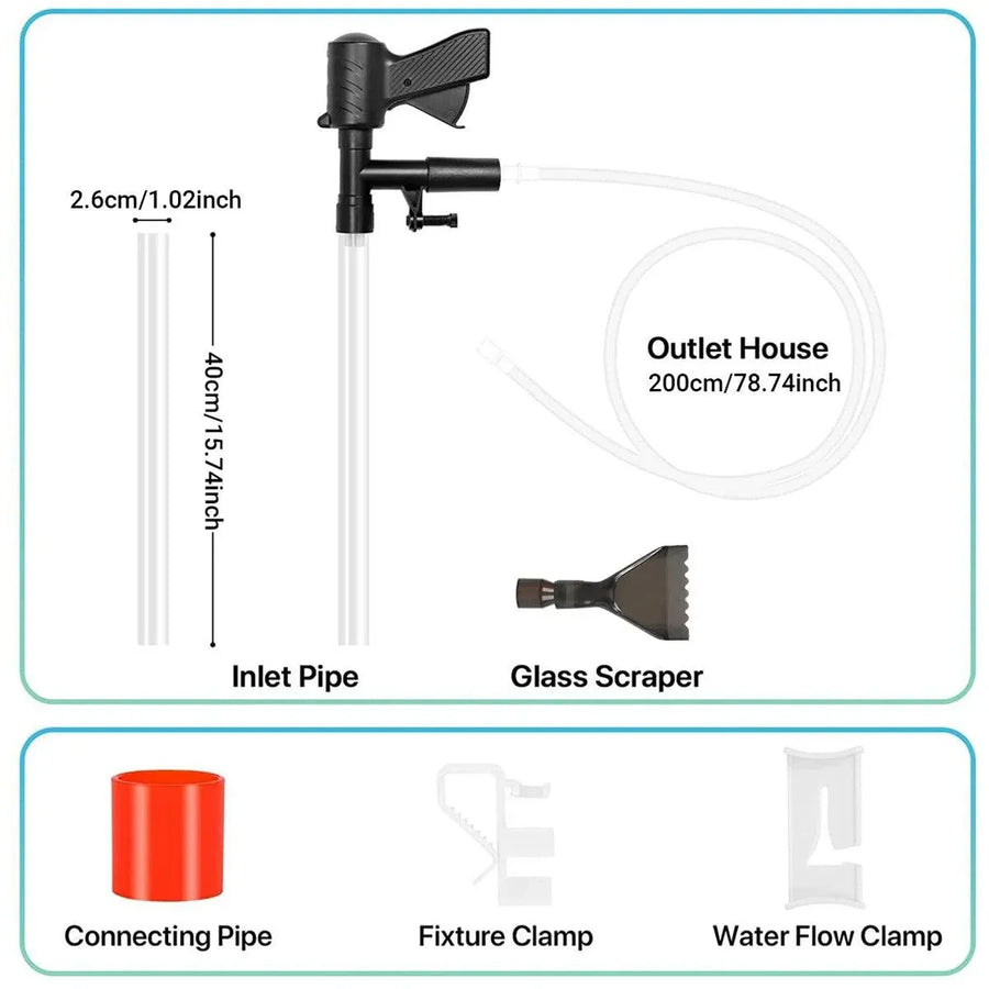 6In1 Fish Tank Cleaner Water Changer Pump Pipe Semi-automatic Cleaning Aquarium