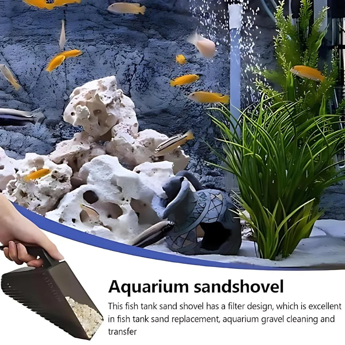 Aquarium Sand Cleaning Scoop Water Permeable for Fish Tank Gravel