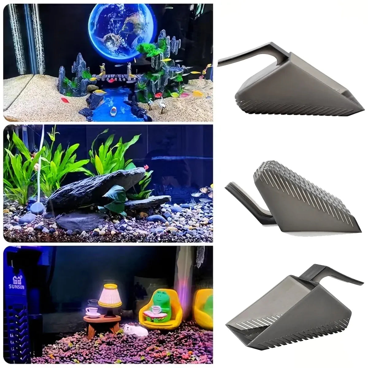 Aquarium Sand Cleaning Scoop Water Permeable for Fish Tank Gravel