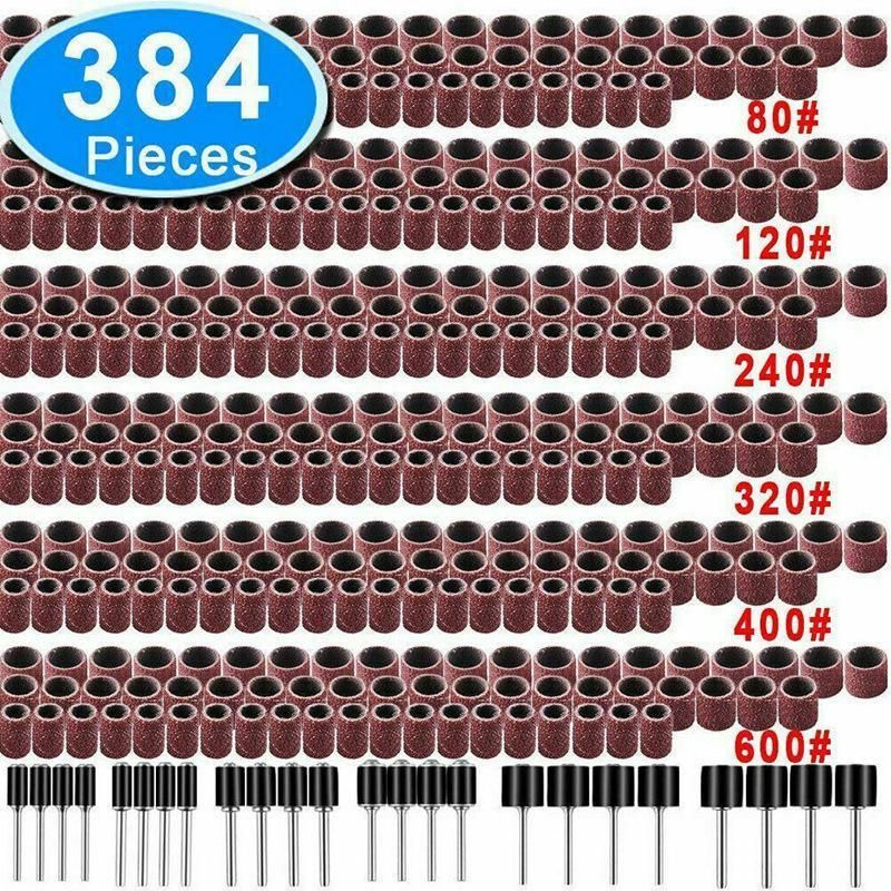 384Pcs Drum Sanding Kit For Nail Drill Bits Dremel Accessories Rotary Tool Set