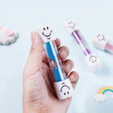 3-Minute Hourglass Sand Timer Smiley Face Clock for Brushing or Kitchen Use - Yellow - Top-Down View