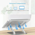 Adjustable Folding Aluminum Stand Ergonomic Design Portable Laptop Stand Holder - Dark Grey