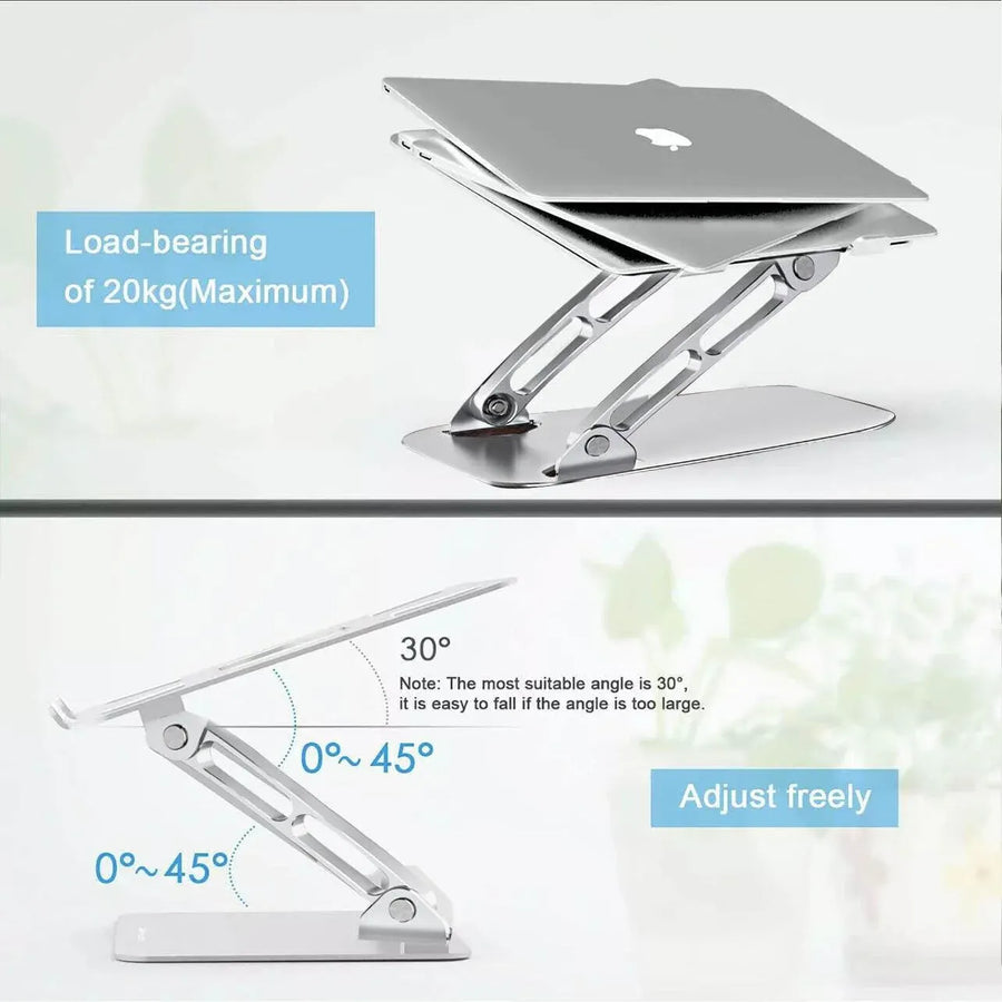 Adjustable Folding Aluminum Stand Ergonomic Design Portable Laptop Stand Holder - Dark Grey