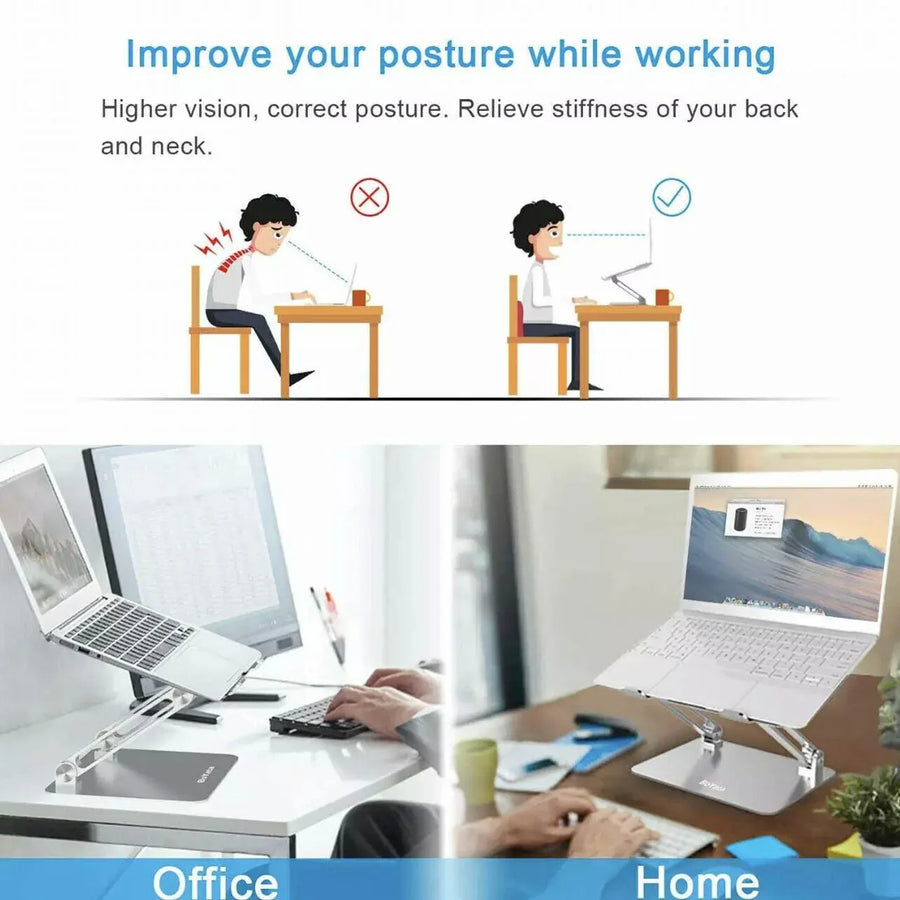Adjustable Folding Aluminum Stand Ergonomic Design Portable Laptop Stand Holder - Dark Grey