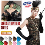 Elegant Long Satin Opera Gloves for Prom Party Wedding Costume or Formal Dress - Silver