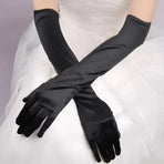 Elegant Long Satin Opera Gloves for Prom Party Wedding Costume or Formal Dress - Silver