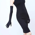 Elegant Long Satin Opera Gloves for Prom Party Wedding Costume or Formal Dress - Silver