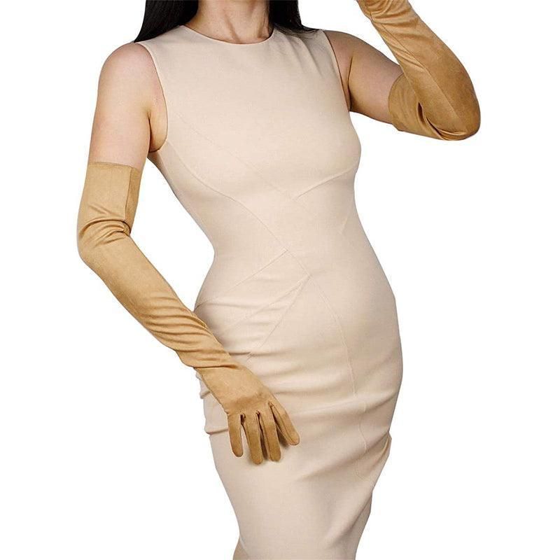 Elegant Long Satin Opera Gloves for Prom Party Wedding Costume or Formal Dress - Silver