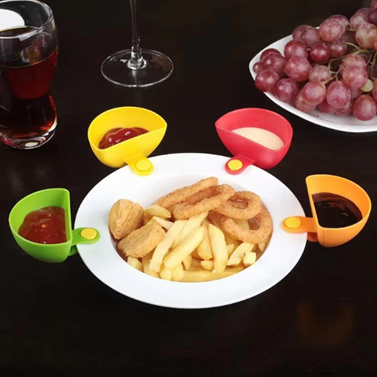 8PCS Plastic Salad Dressing Box Set Double Clip Bowl Snack Container with Spoon