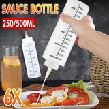 Squeeze Condiment Dispenser Bottles 250ml 500ml Sauce Craft Use Set of 6 - 250ML - Front View