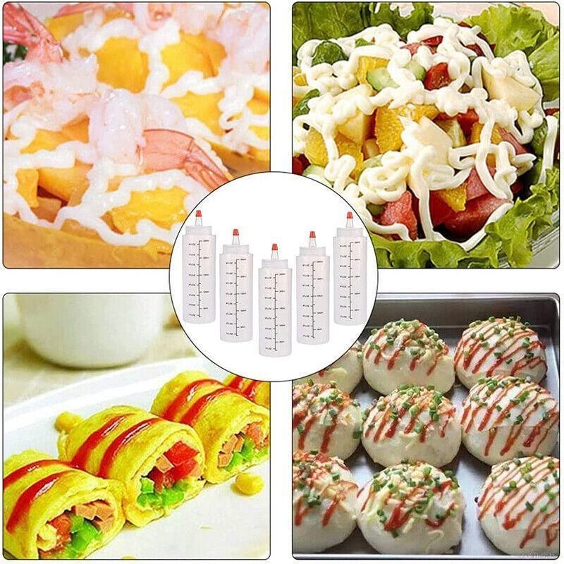 Squeeze Condiment Dispenser Bottles 250ml 500ml Sauce Craft Use Set of 6 - 250ML