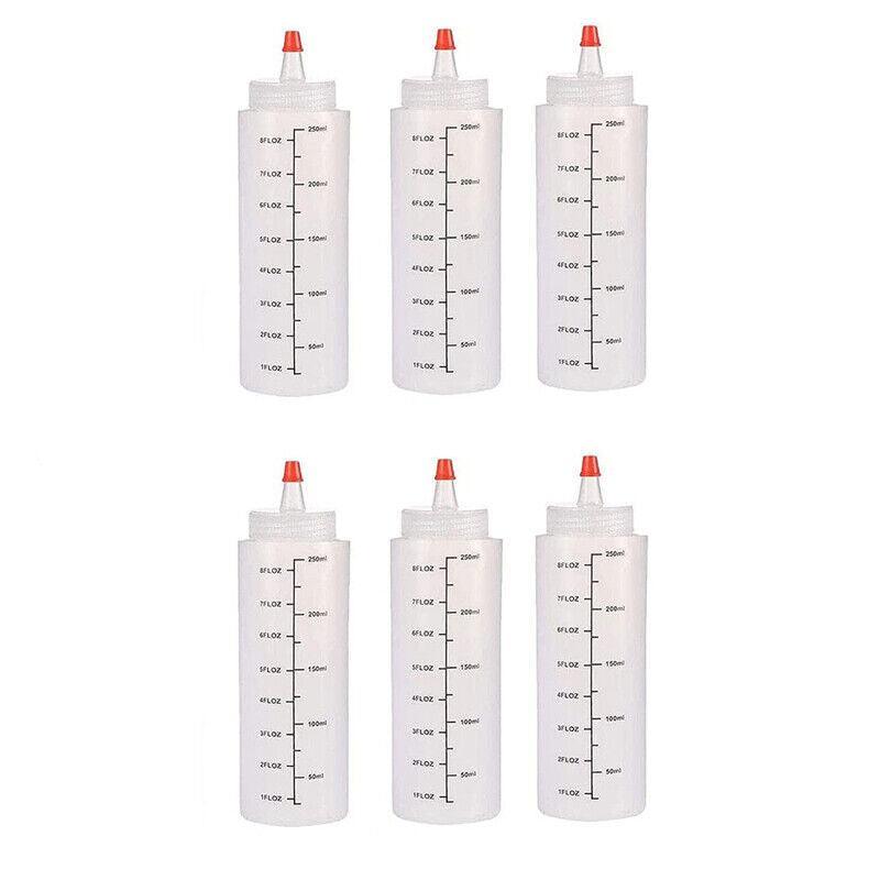 Squeeze Condiment Dispenser Bottles 250ml 500ml Sauce Craft Use Set of 6 - 250ML