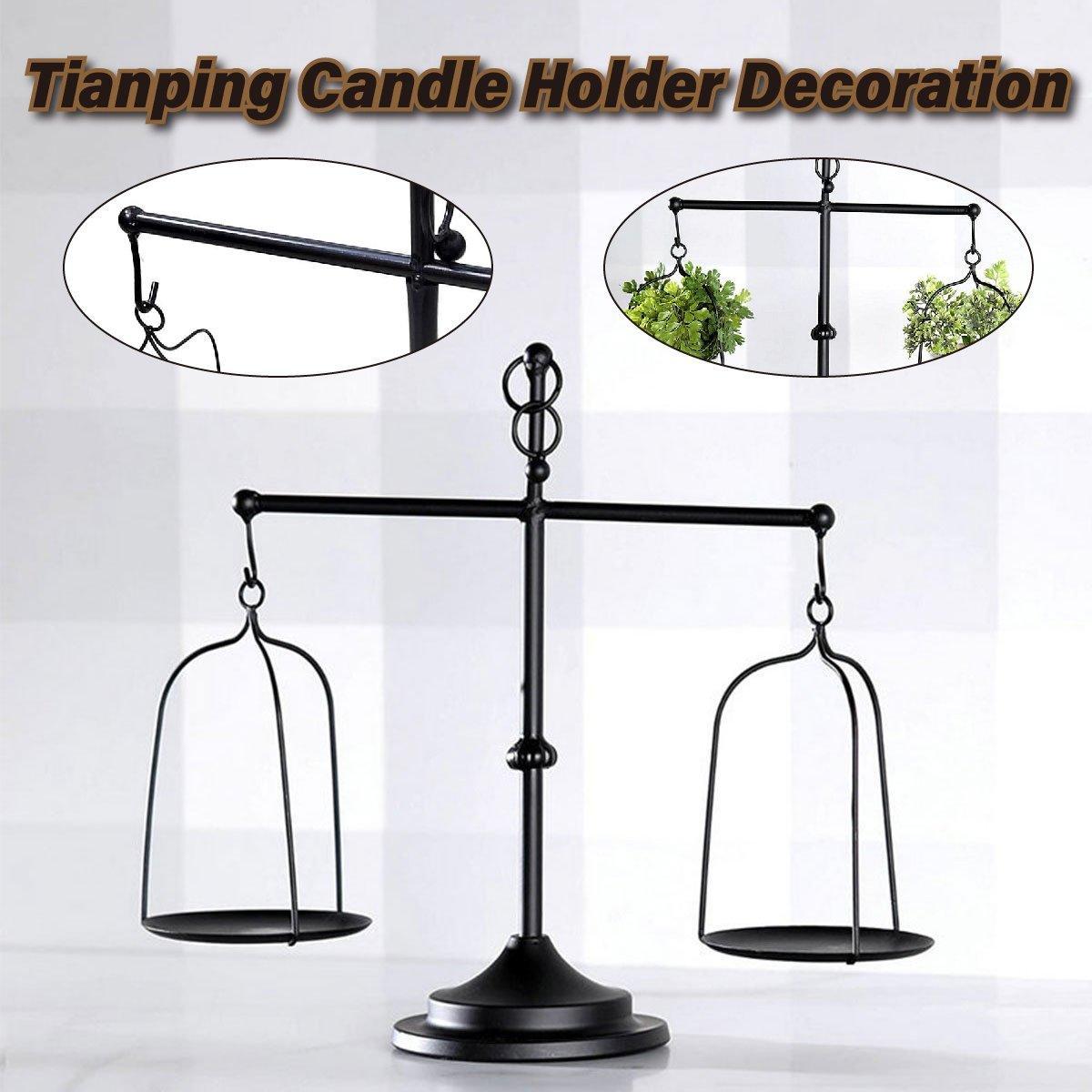 Black iron balance Scale candlestick decorative candle wedding Home Decor Gifts