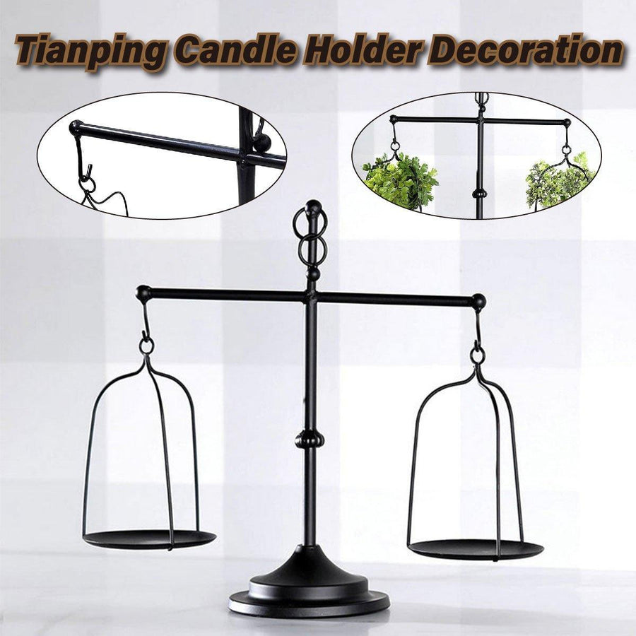 Black iron balance Scale candlestick decorative candle wedding Home Decor Gifts