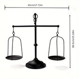 Black iron balance Scale candlestick decorative candle wedding Home Decor Gifts - Side View