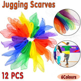 12Pcs Gradient Juggling Silk Dance Magic Tricks Dancing Props Scarves Chiffon Au