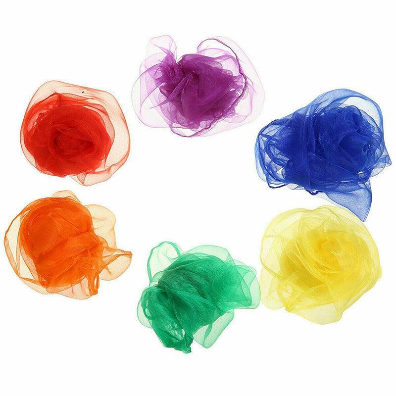 12Pcs Gradient Juggling Silk Dance Magic Tricks Dancing Props Scarves Chiffon Au