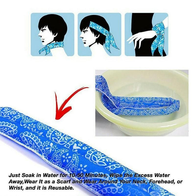 Bandana Headband Cooler Scarf Neck Ice Scarf Wrap Deluxe Outdoor Sport Cooling - Black