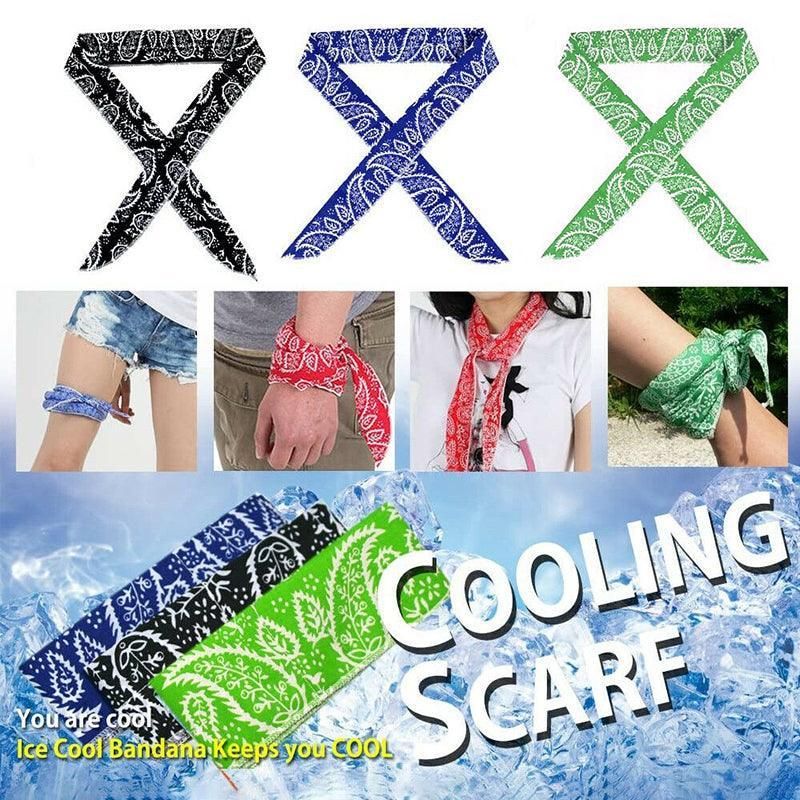 Bandana Headband Cooler Scarf Neck Ice Scarf Wrap Deluxe Outdoor Sport Cooling - Black