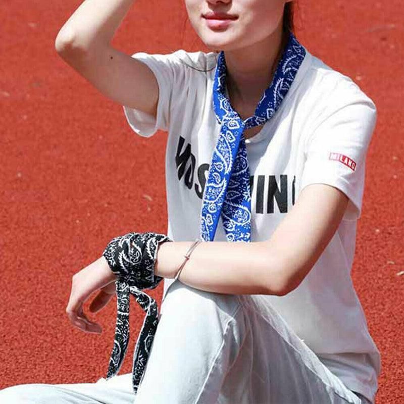 Bandana Headband Cooler Scarf Neck Ice Scarf Wrap Deluxe Outdoor Sport Cooling - Black