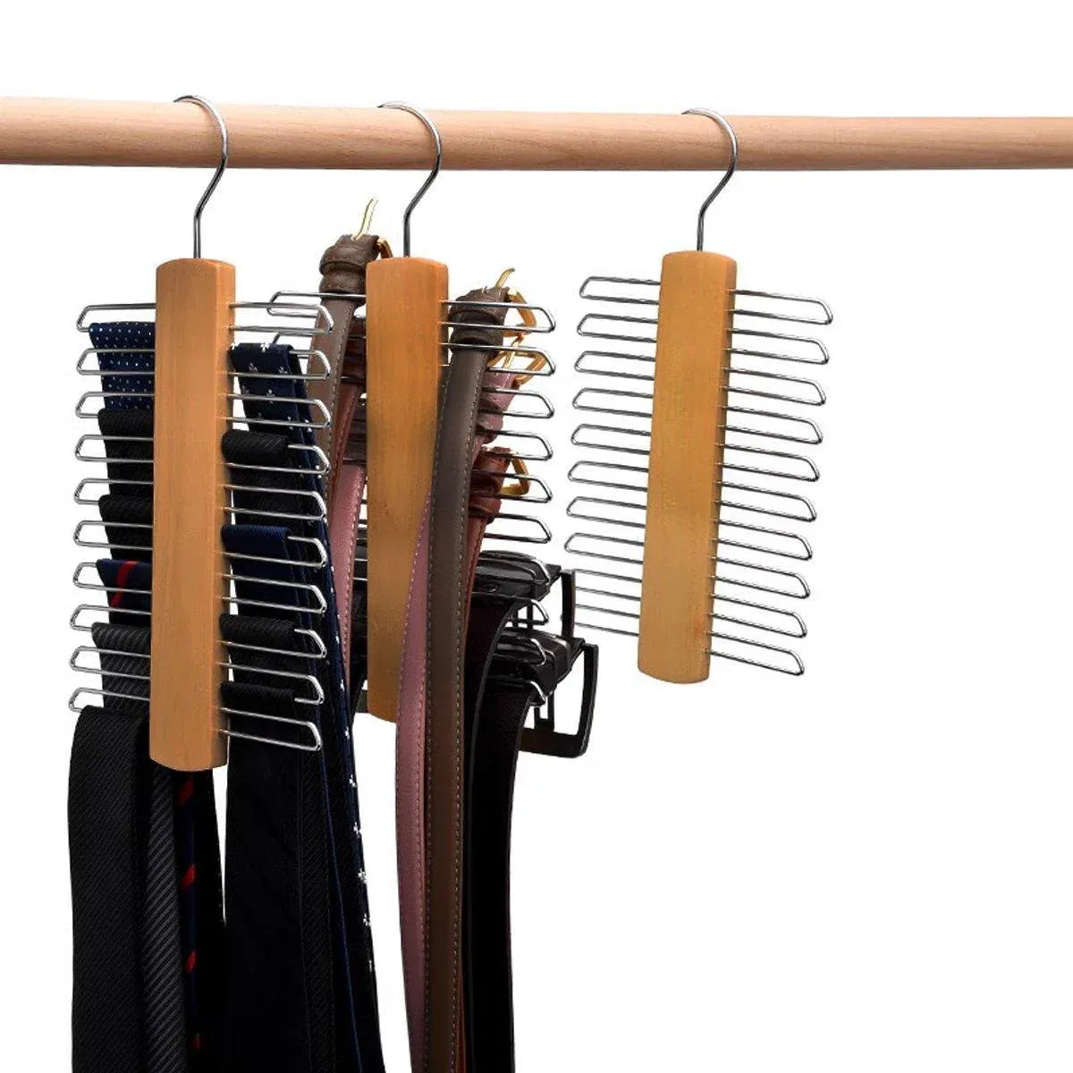 2PCS Double Hook Silk Scarf Towel Rack Organizer Tie Hanger Closet Storage