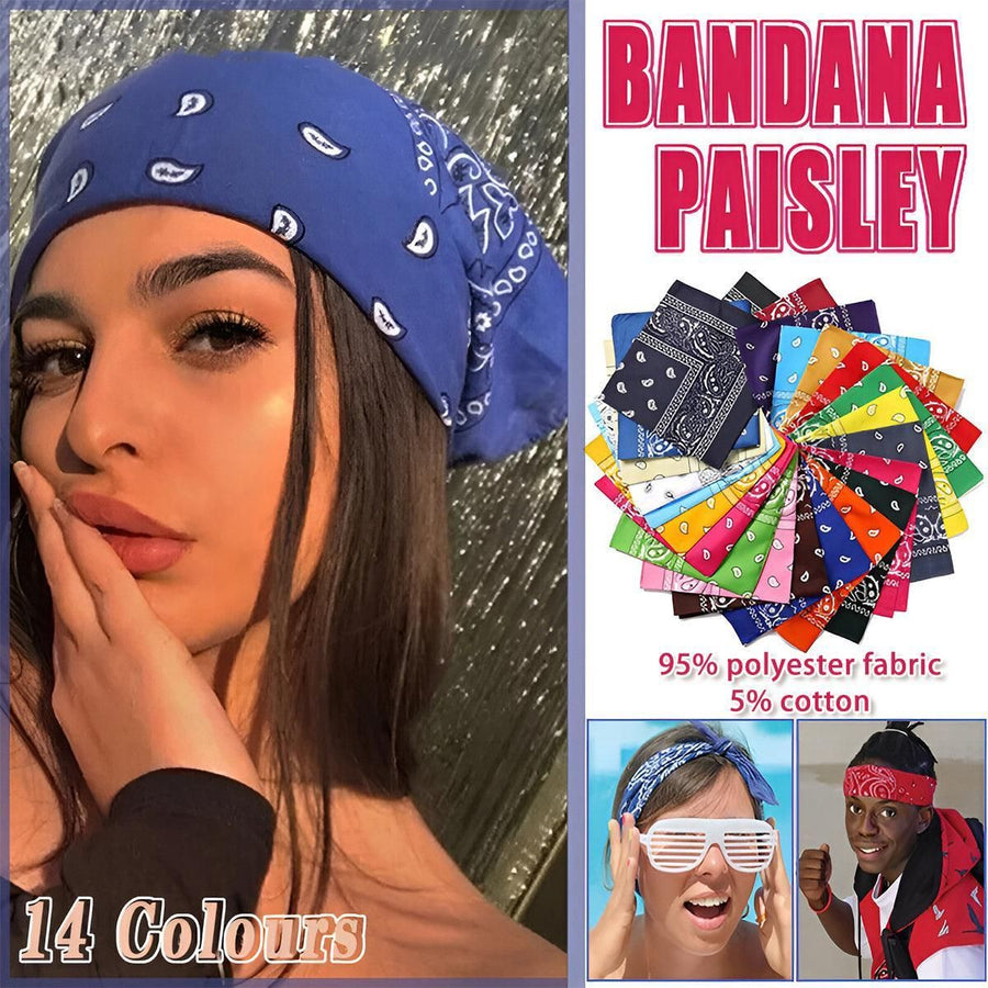 Paisley Bandana Scarf Head Wrap Face Neck Cover Summer Outdoor Fishing Headwear - Lake Blue