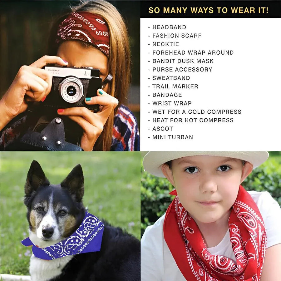 Paisley Bandana Scarf Head Wrap Face Neck Cover Summer Outdoor Fishing Headwear - Lake Blue